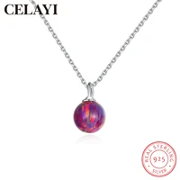 celayi s925 sterling silver necklace for women jewelry new simple spherical opal pendant clavicle chain korean edition necklace