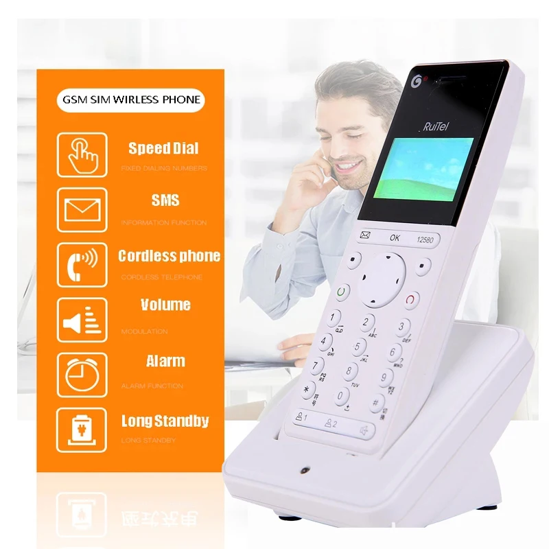 gsm cordless phones support 2g 3g gsm sim card wireless phone with sms backlight fixed telephone for home elderly office white free global shipping