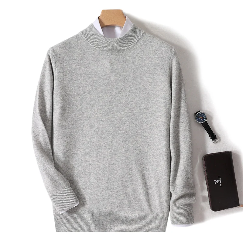 Классические мужские вязаные толстые базовые Топы с длинным рукавом и высоким