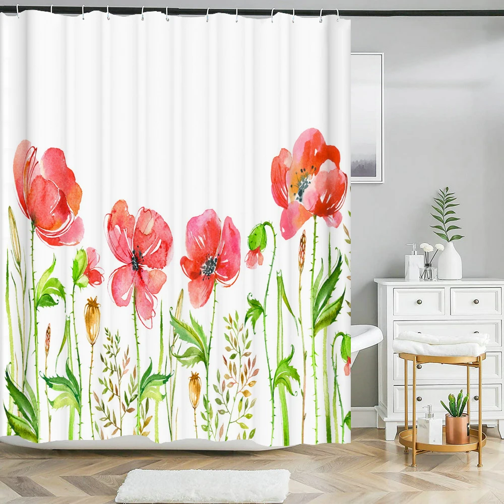 

Flower Bathroom curtain floral printed shower curtain waterproof polyester fabric bath curtain for bathroom home decoration