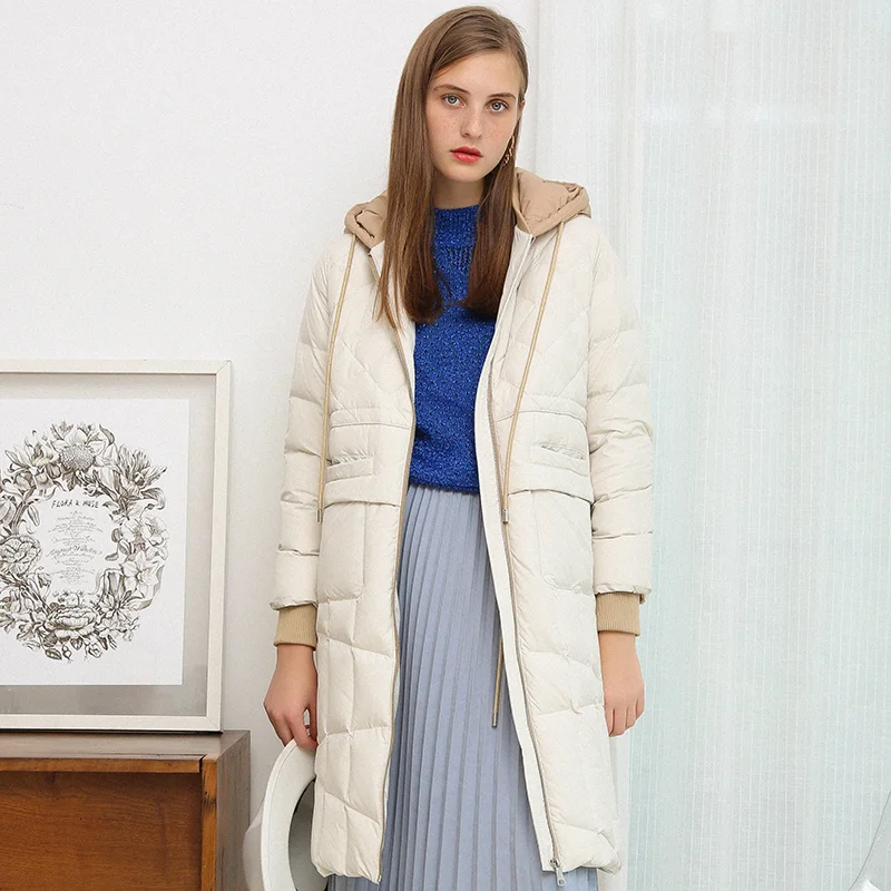 DEODAR Winter Women 90% White Duck Down Jacket Ultra Light Casual Warm Windproof Outwear Fashion Long Hooded Lady Clothes Black