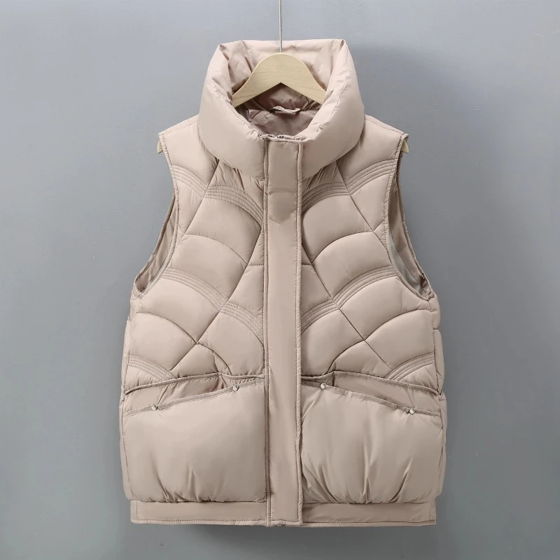Женская теплая куртка 2024 одежда с хлопковой подкладкой жилет без рукавов