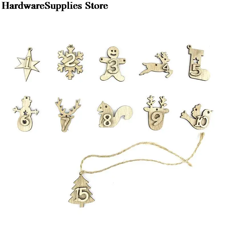 Деревянные Этикетки для списка с номерами 1-24 Рождественский календарь