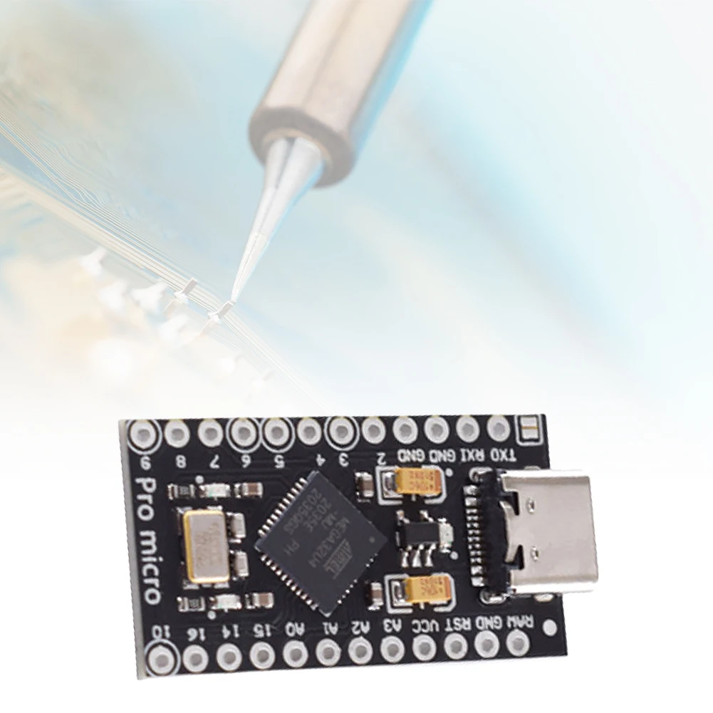 Фото Плата разработки ATmega32U4 USB Type-C Pro Micro с 2-рядным пин-хедером, Micro USB/Type-C Pro Micro Board 5V 16МГц для Arduino №3
