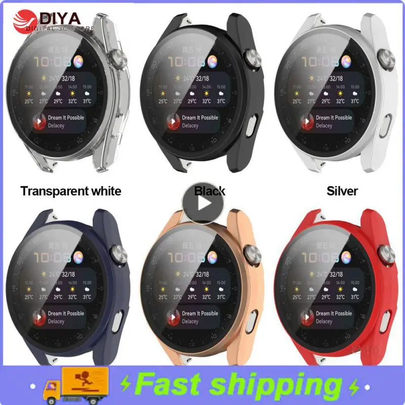 

Dustproof Anti-fall Protective Case Tpu Soft Rubber Watch Protective Cover All-in-one Tempered Film For Huawei Watch3 New