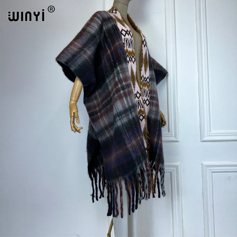 WINYI Африканский принт Зимний кардиган макси женское кимоно Модное праздничное
