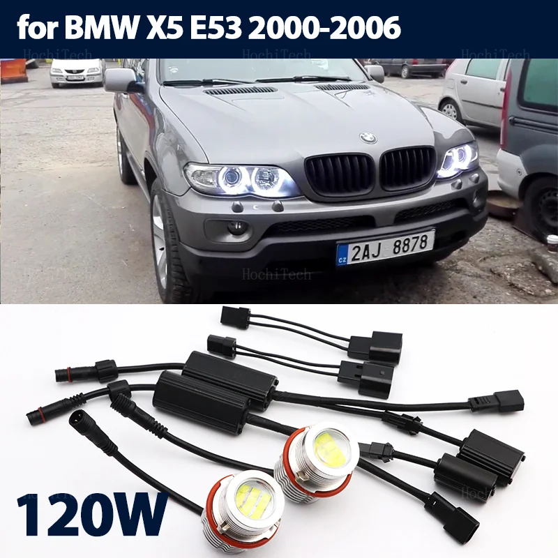 

120 Вт Светодиодные Габаритные огни Angel Eyes без ошибок, белые лампы для BMW X5 серии E53 3.0i 4.4i 4.6is 4.8is m54 M62 N62 2000-2006