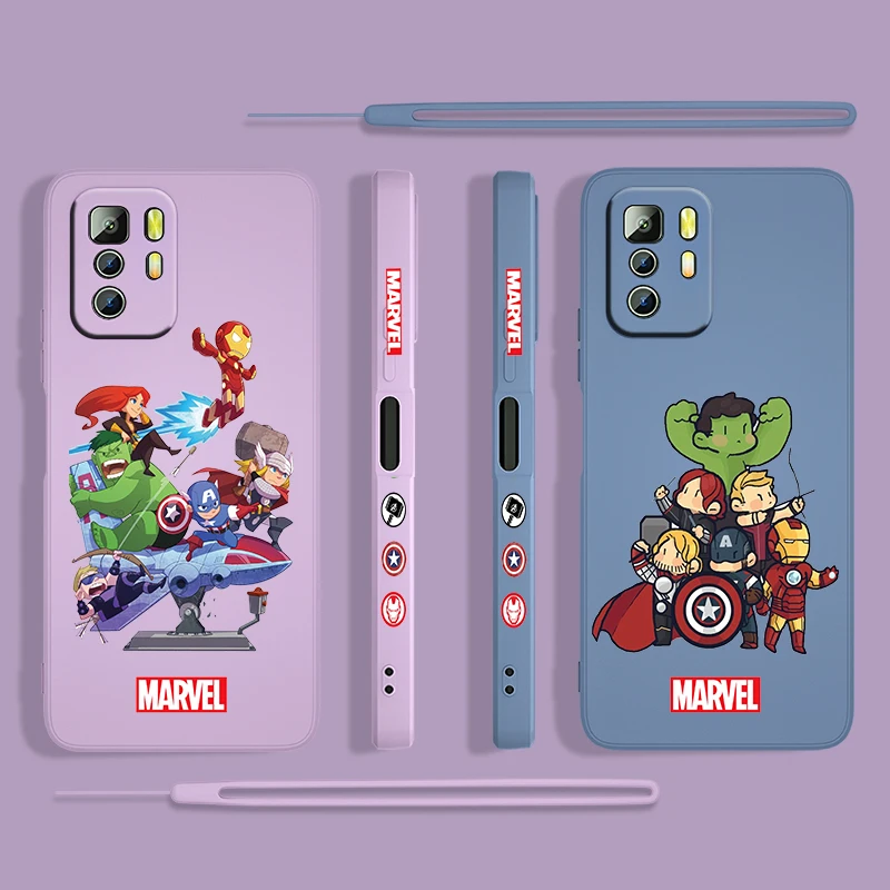 

Hero Avengers kawaii For Xiaomi Redmi Note 11 11S 10 10S 9 9S 9T 8 8T 7 5 Pro 4G 5G Liquid Left Rope Phone Case Cover Coque Capa
