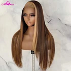 Парик женский прямой из натуральных волос, 13 х4 дюймов