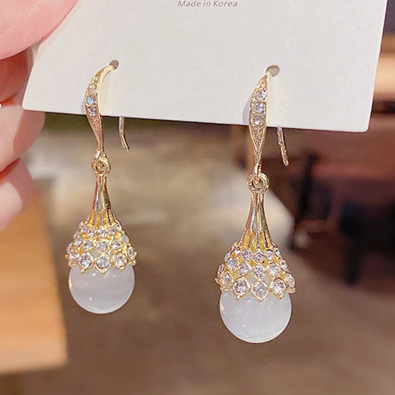 

High Sense Opal Pearl Earrings Women's Temperament Earrings 2021 New Trendy Super Fairy Earrings