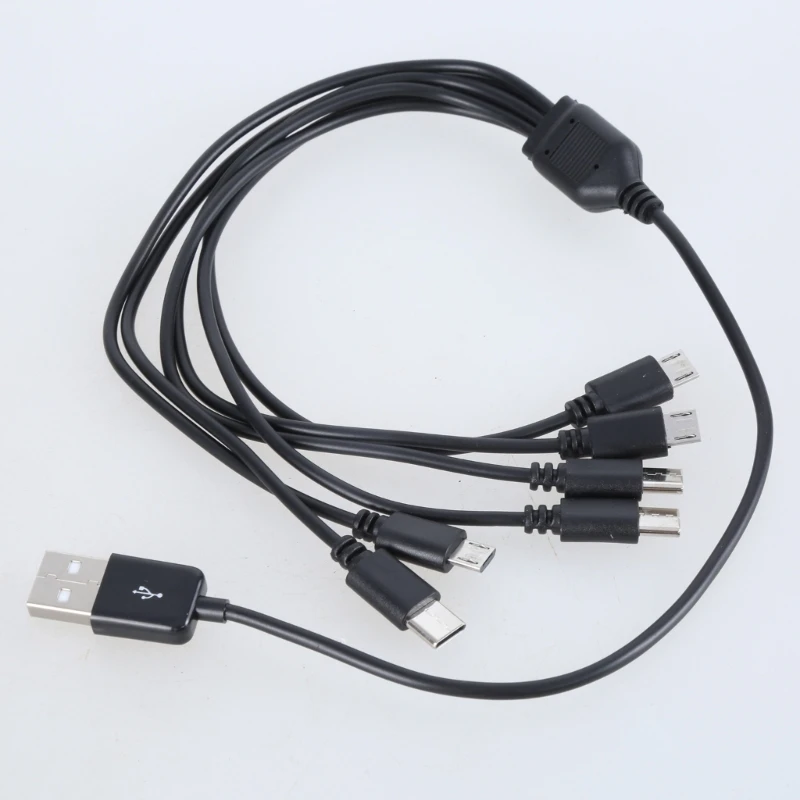 Универсальный зарядный кабель USB-3xUSB 5-контактный 3xType C шнур 6 в 1 для телефона 24BB