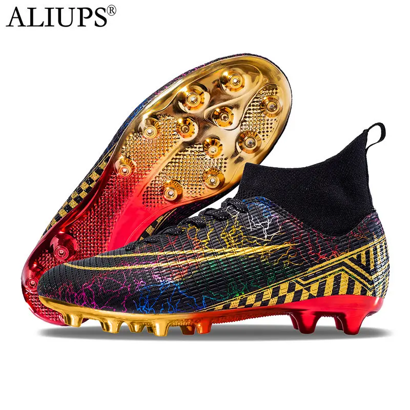 ALIUPS Size 35-46 Golden Soccer Shoes Sneakers Cleats Professional Football Boots Men Kids Futsal Football Shoes for Boys Girl