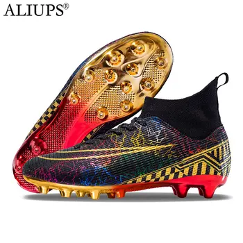 ALIUPS Size 35-46 Golden Soccer Shoes Sneakers Cleats Professional Football Boots Men Kids Futsal Football Shoes for Boys Girl 1