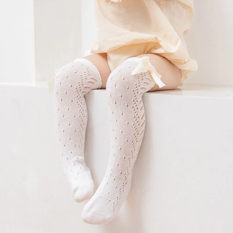 

Summer Baby Socks Girls Mesh Socks Bow Over Knee High Kids Socks Newborn Toddler Hollow Out Princess Long High Breathable Socka