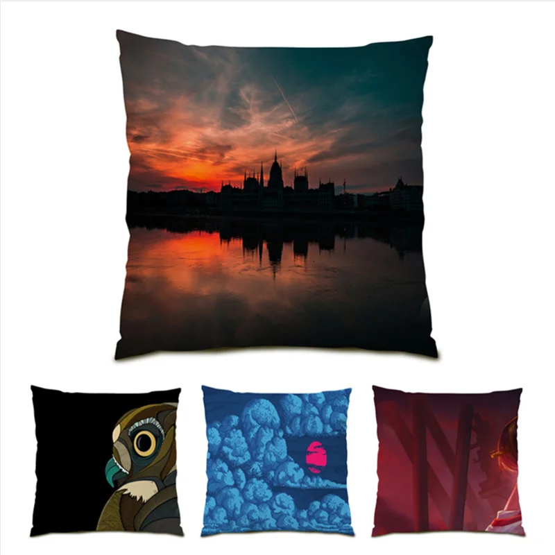 

Cushion Cover 45x45 Comfortable Nature Landscape Ornamental Throw Pillow for Living Room Velvet Funny Polyester Linen Home E1120