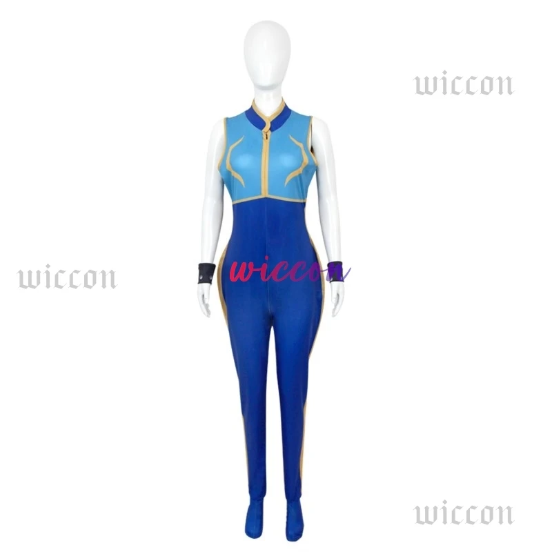 Аниме Чун Ли Косплей Костюм Игра SF Ролевая Чунли Синий Комбинезон Экипировка