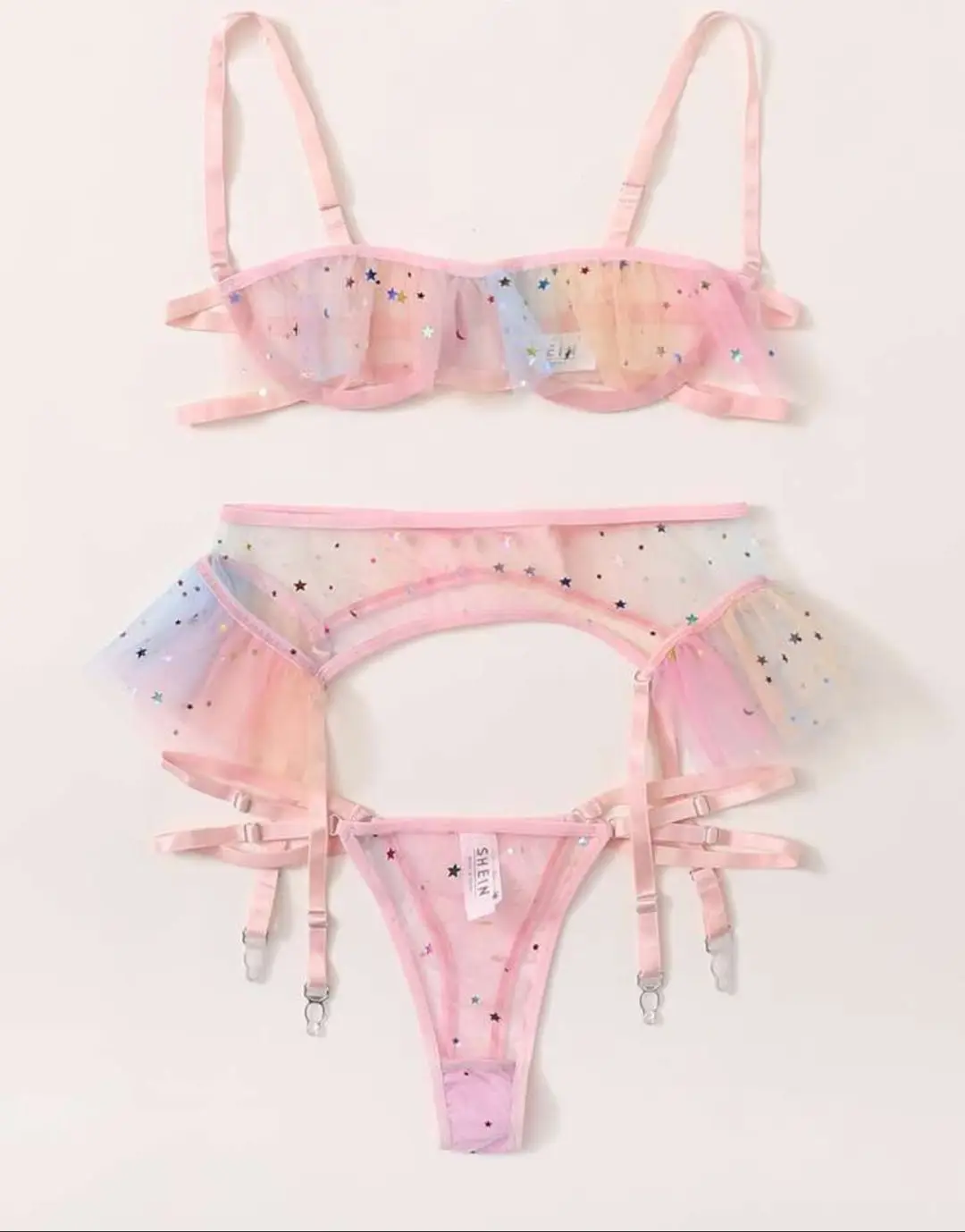 

Women Perspective Lace Mesh 3Pcs Lingerie Set Low Neckline Sling Bra Belt Waist Wrapped Bandage Thong Briefs Sexy Exotic Set New