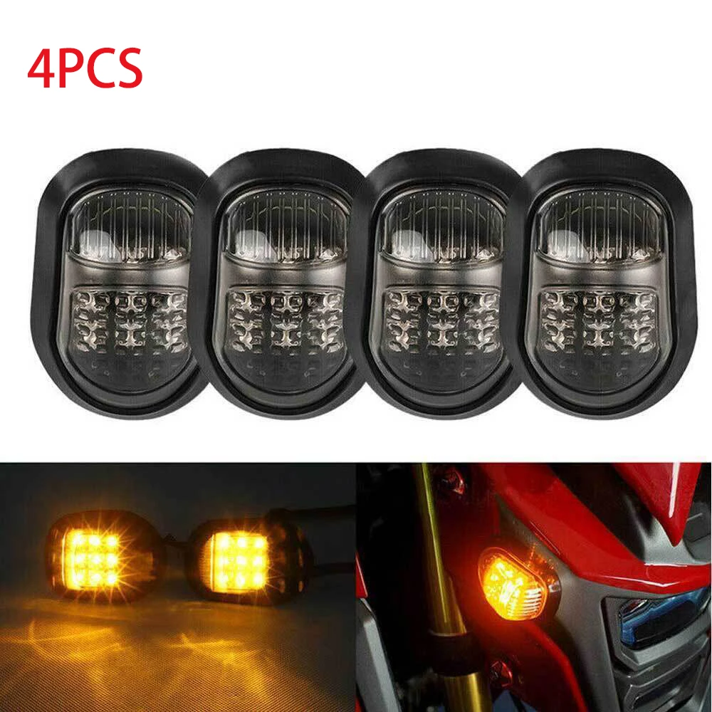 

4pcs 12V 9 LED Motorcycle Turn Signals Motorbike Indicators Blinker Amber Flush Mount Turn Signal Light Motorcycle Accessories