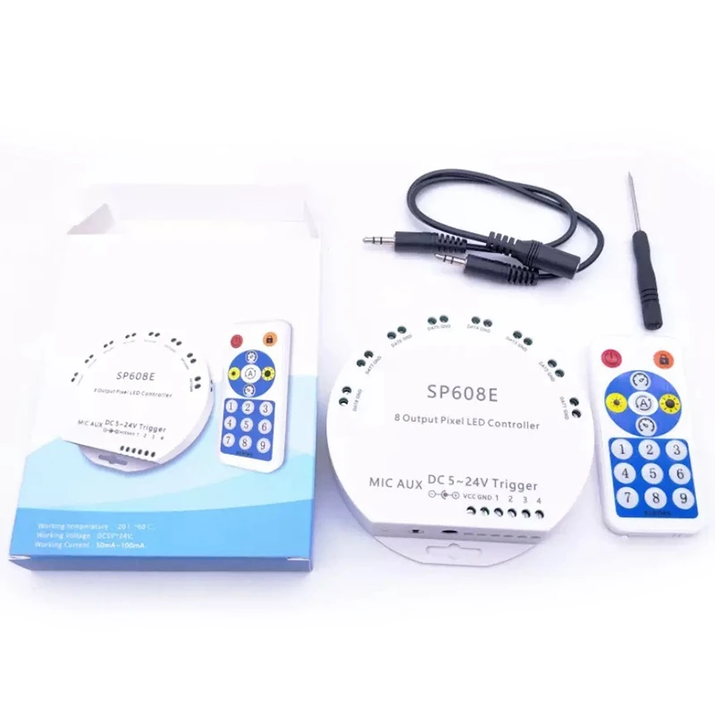SP608E WS2812B Музыкальный контроллер 8-канальный выходной сигнал WS2811 WS2815 Светодиодная