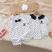 2022 fashion reds baby jumpsuits cotton peter pan collar polka dot newborn baby boys girls rompers cute infant kids overall