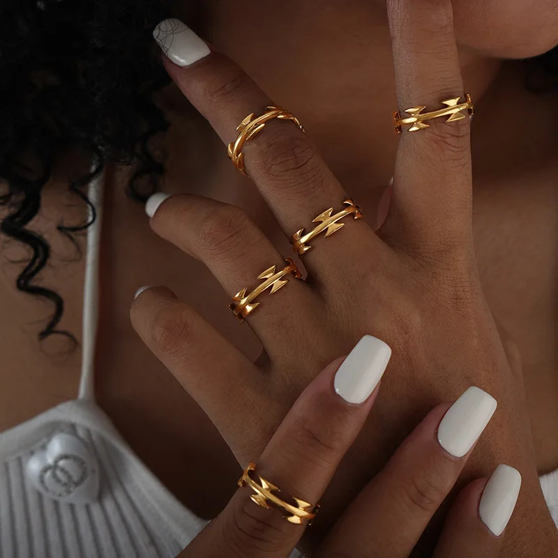

Stainless Steel Irregular Geometric INS Fashion Simple Bow Ring Gentle Jewelry Gift Accessories New