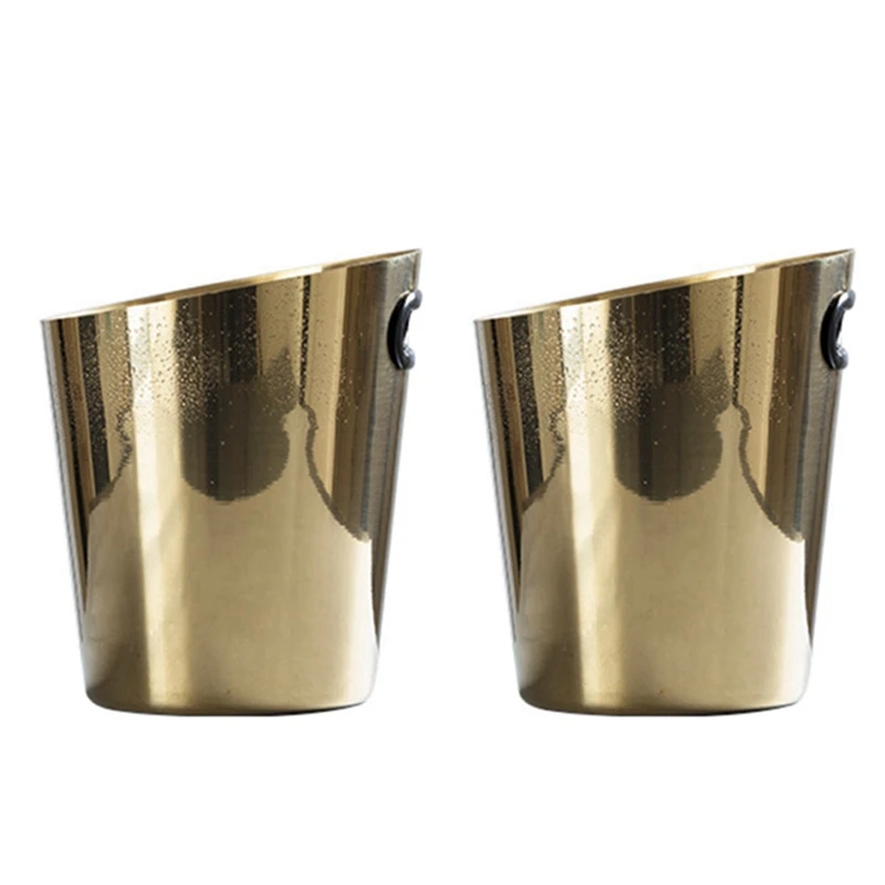 

Best 2X Stainless Steel Champagne Bucket Household Beer Bucket Bar KTV Commercial Ice Bucket Wine And Wine Bucket, Gold