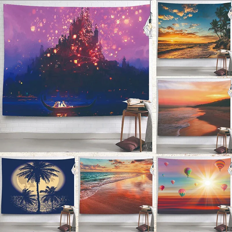 Пляжный гобелен Ashou Coast Настенный декор морской пейзаж украшение для дома