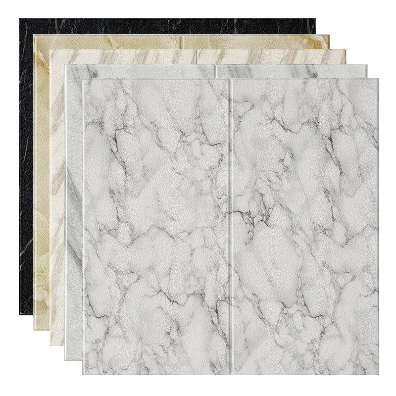 

10Pcs Imitation Marble Tile Self-adhesive Wallpaper Waterproof Oil-proof 3D Wall Sticker Kitchen Bathroom Renovation Wallpaper