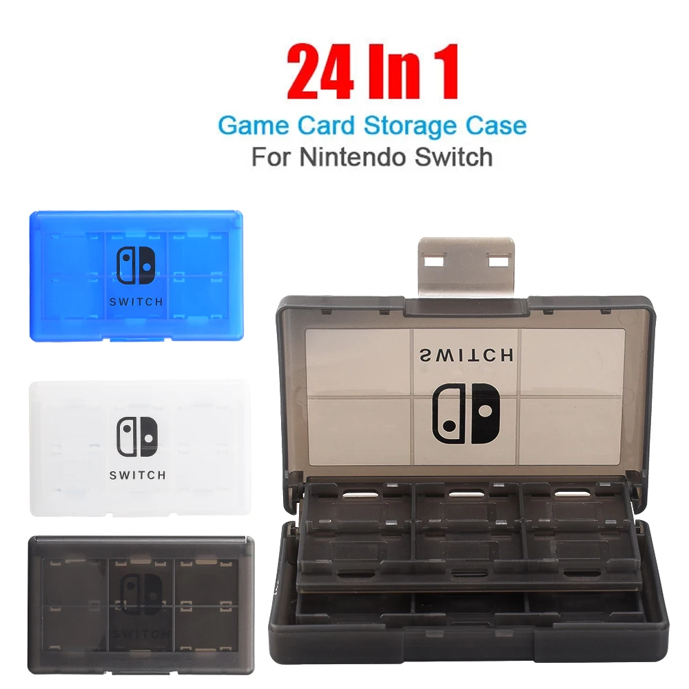 24 in 1 Mini Switch Game Card Storage Box Transparent ABS Waterproof SD Card Holder Case for Nintendo Switch Oled / Switch Box
