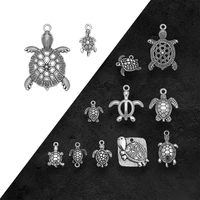 antique silver plated tortoise sea turtle charms ocean pendants for diy bracelets jewelry making findings supplies accessories