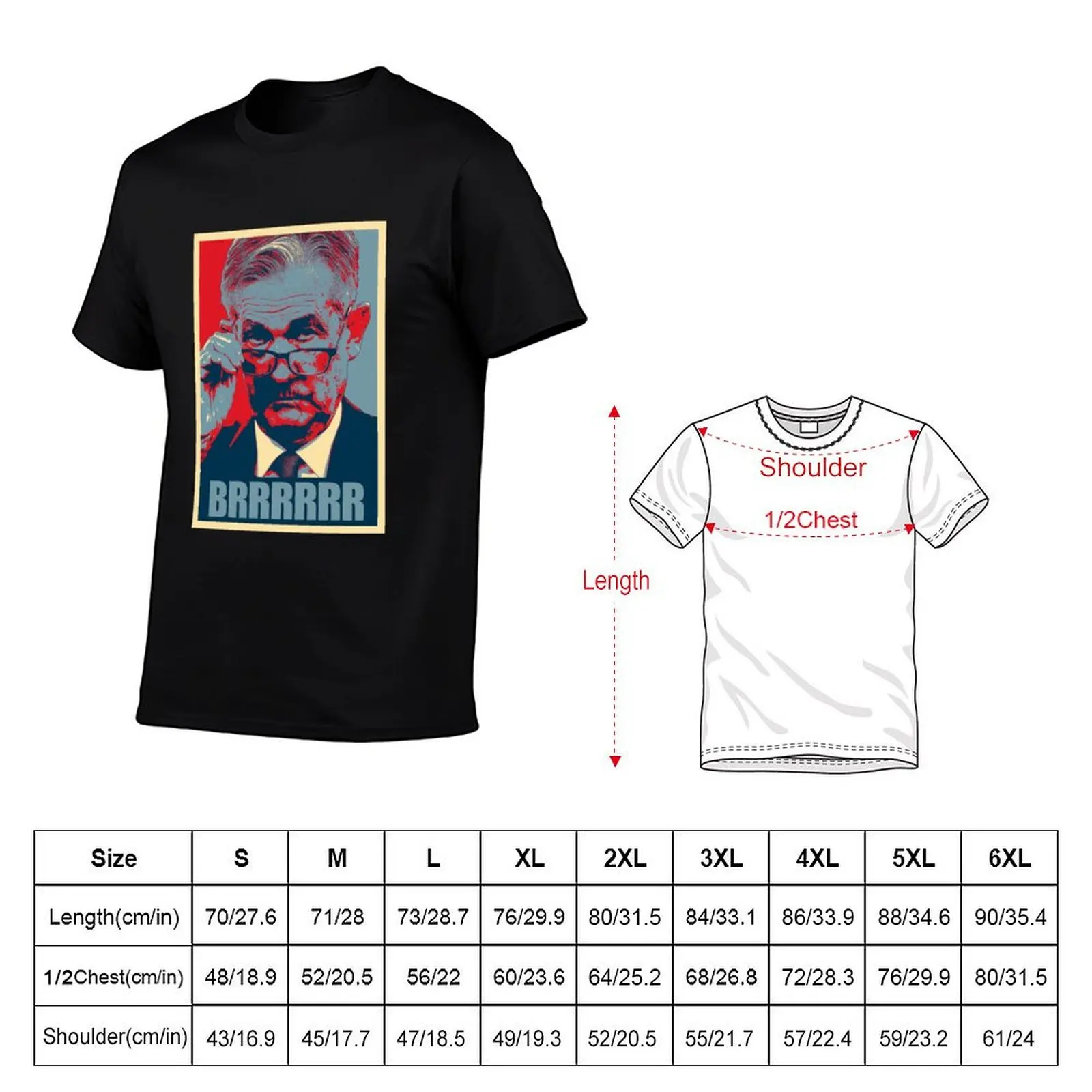 Футболка Jerome Powell Go Brrrrr, свободный топ больших размеров с короткими рукавами (art.: 3920dbed74677) - 3920dbed74677