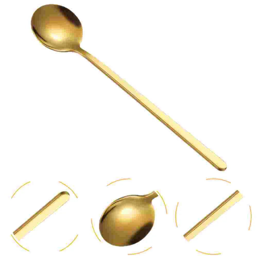 

6Pcs Stainless Steel Coffee Spoons Long Handle Spoons Exquisite Ice Cream Spoons