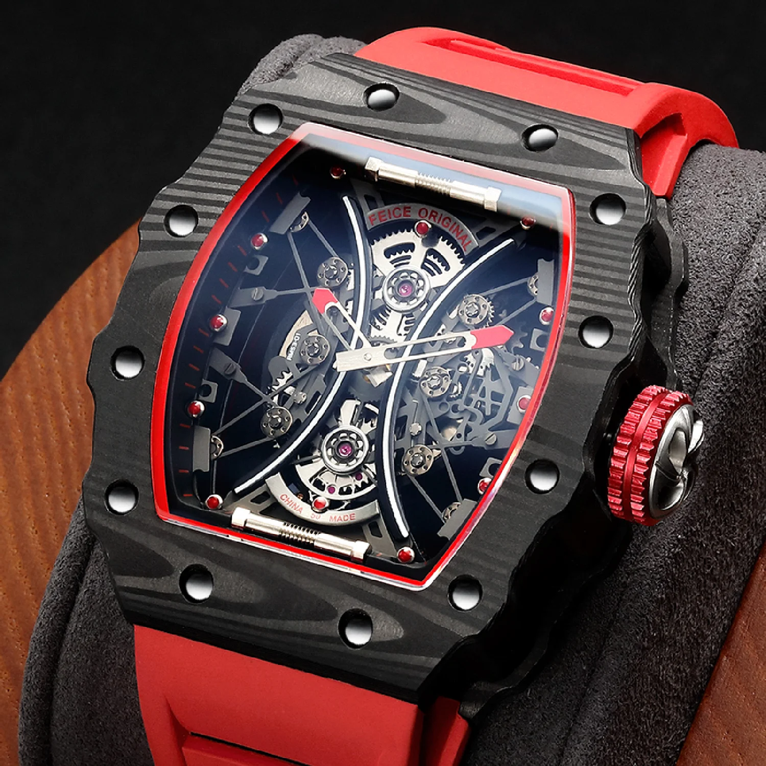 

FEICE Luxury Brand Classic Mens Watches Automatic Mechanical Watch Skeleton Sapphire Crystal Waterproof Mechanical Watch