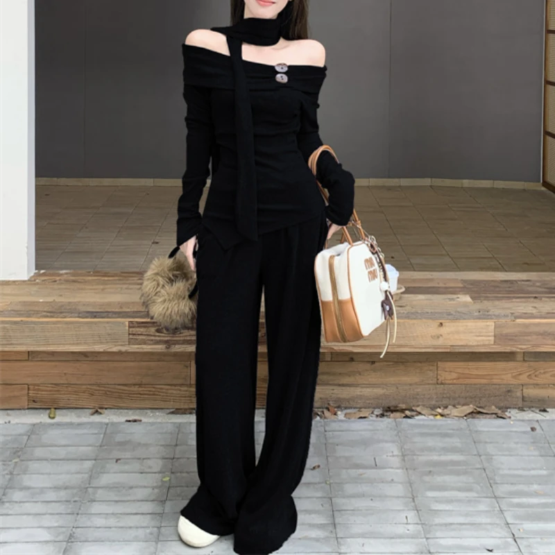 Новинка осени 2024 плиссированная сексуальная женская футболка с длинными