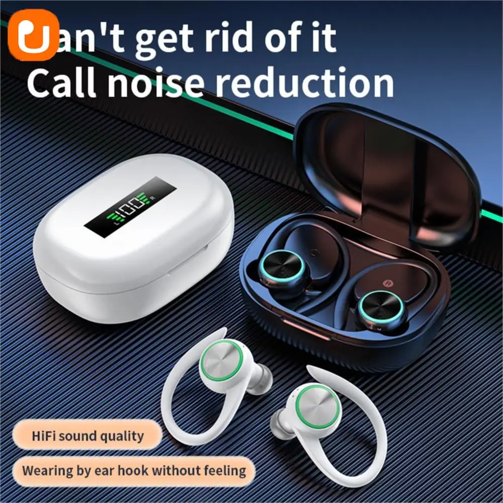 

Sports Bluetooth Headphones Digital Display Stereo Earphone Business Sport Wireless Earbuds Ear Hook Waterproof Headset with Mic