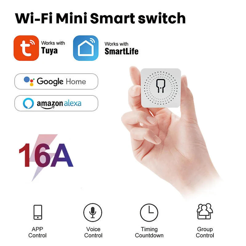 

Smart Life Mini 16A Switch APP Voice Control Dual Control Modification Smart Wifi Switch Domotica Interruptor Inteligente