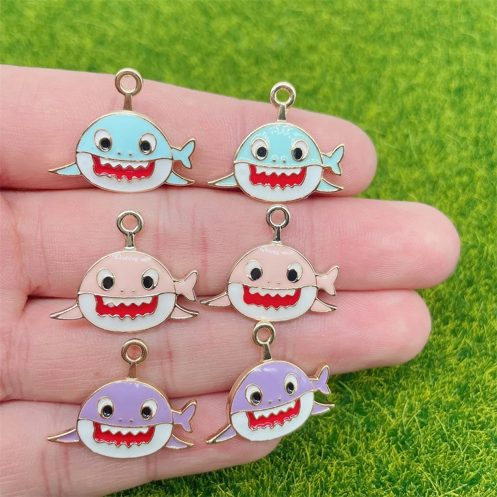 

20 Pcs 2022 Cute Cartoon Enamel Ocean Shark Dolphin Charm Pendant Handmade Jewelry Making DIY Bracelet Necklace Accessories