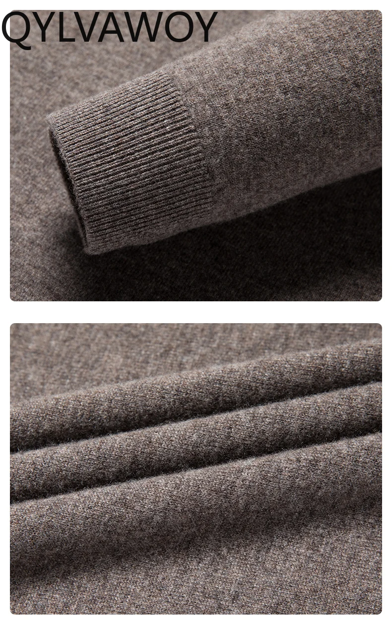 QYLVAWOY 100% кашемировая мужская одежда пуловеры утепленный свитер с ложным