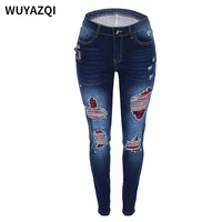 wuyazqi fashion street hole womens jeans casual tight hip lift sexy womens clothes fashion womens denim pants