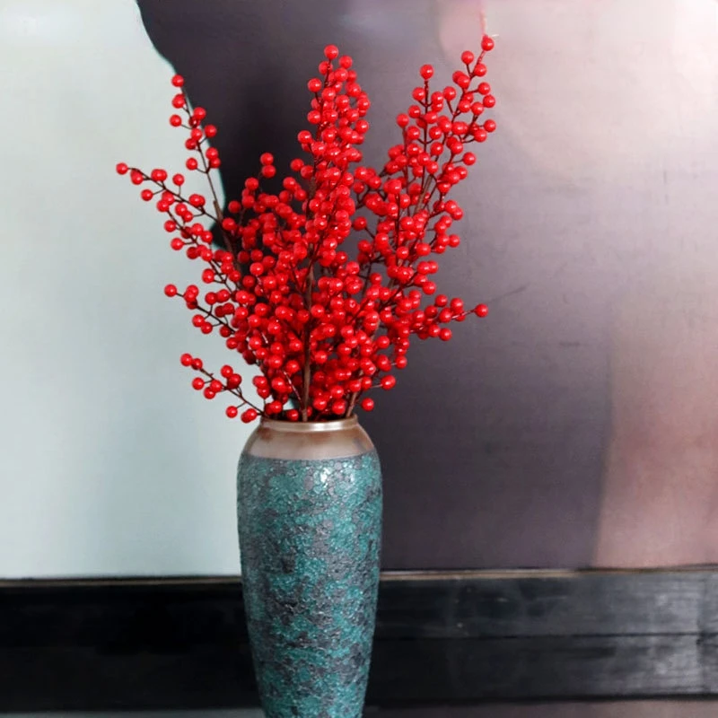 

37-95CM Artificial Wealth Fruit Home Decoration Winter Green Indoor Red Berry