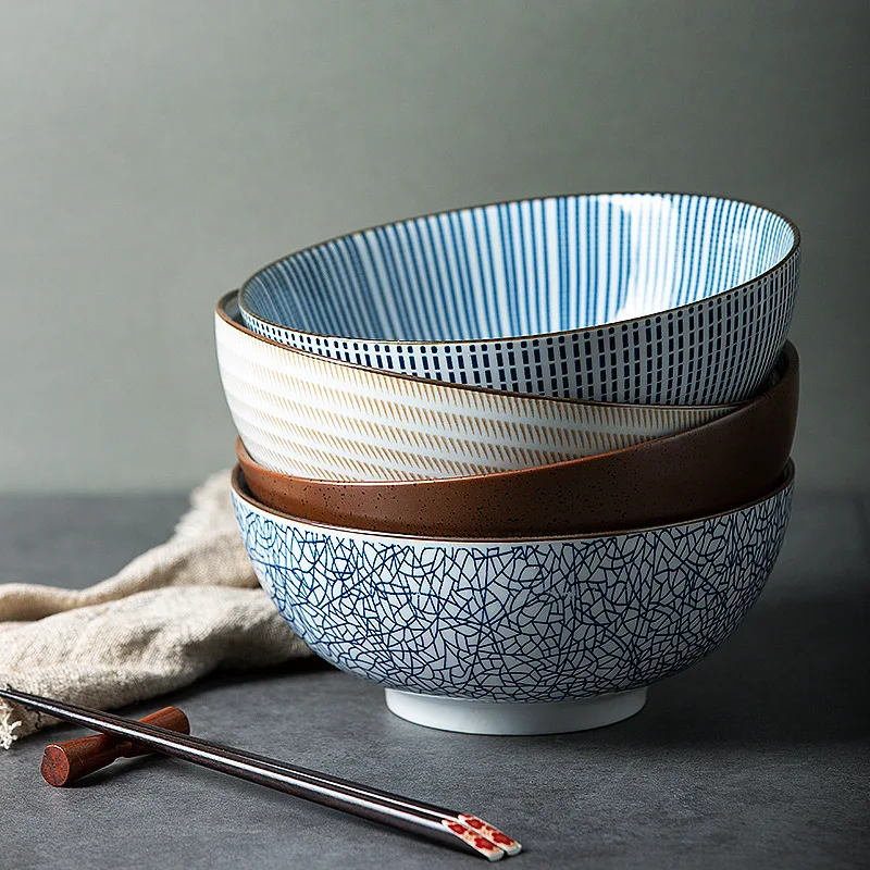 

Japanese Style Tableware Ceramic Ramen Bowl Single Home Creative Dining Bowl Noodle Bowl Large Soup Bowl Decoration