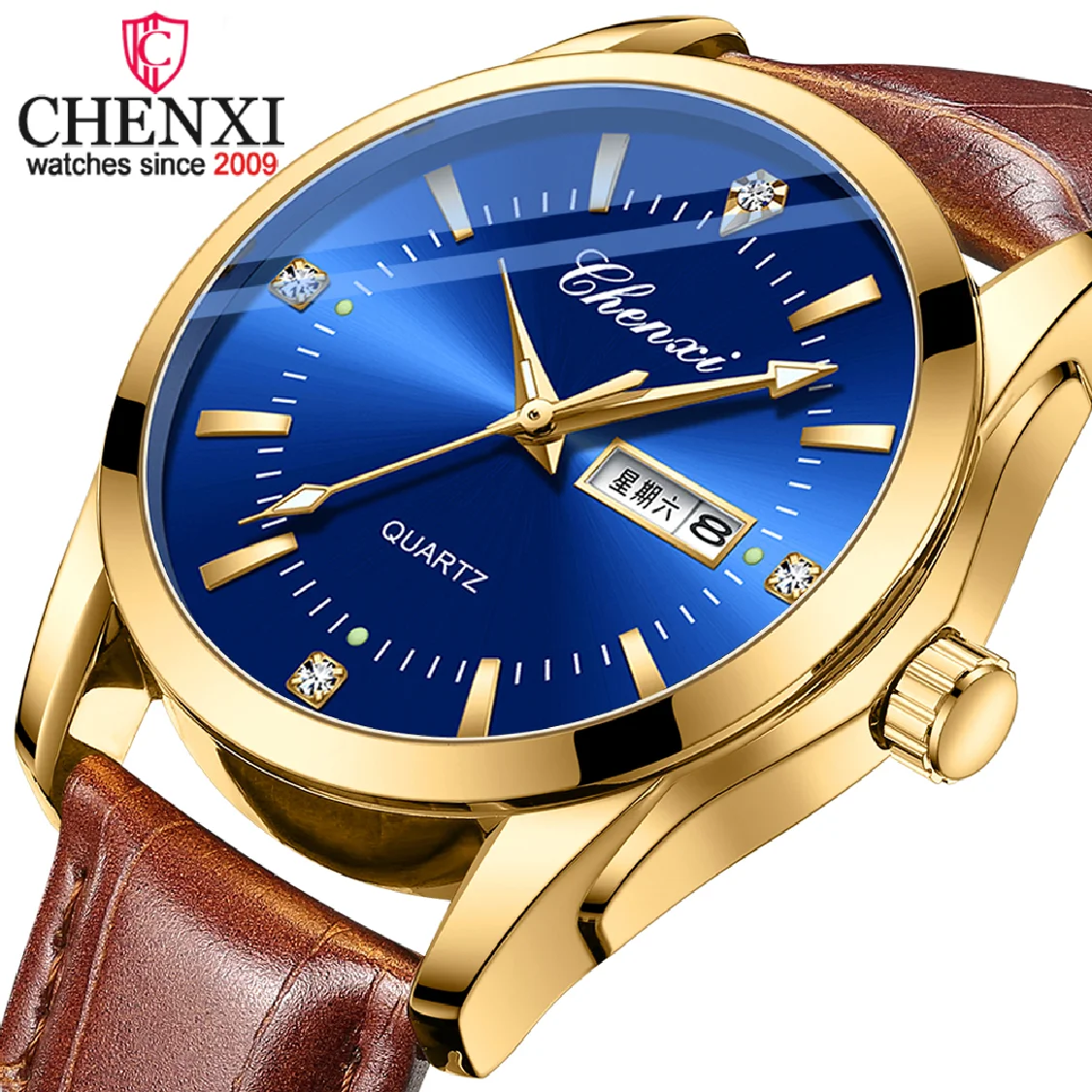 

CHENXI Top Brand Luxury Men's Watches Fashion Sport Quartz Clock Casual Leather Waterproof Men Wrist Watches Business Date Watch