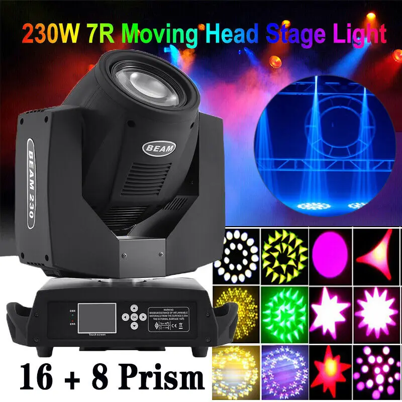 

Yonntech 230W Zoom Moving Head Beam Sharpy 8+16 Prism Strobe DMX Stage Disco Party Light