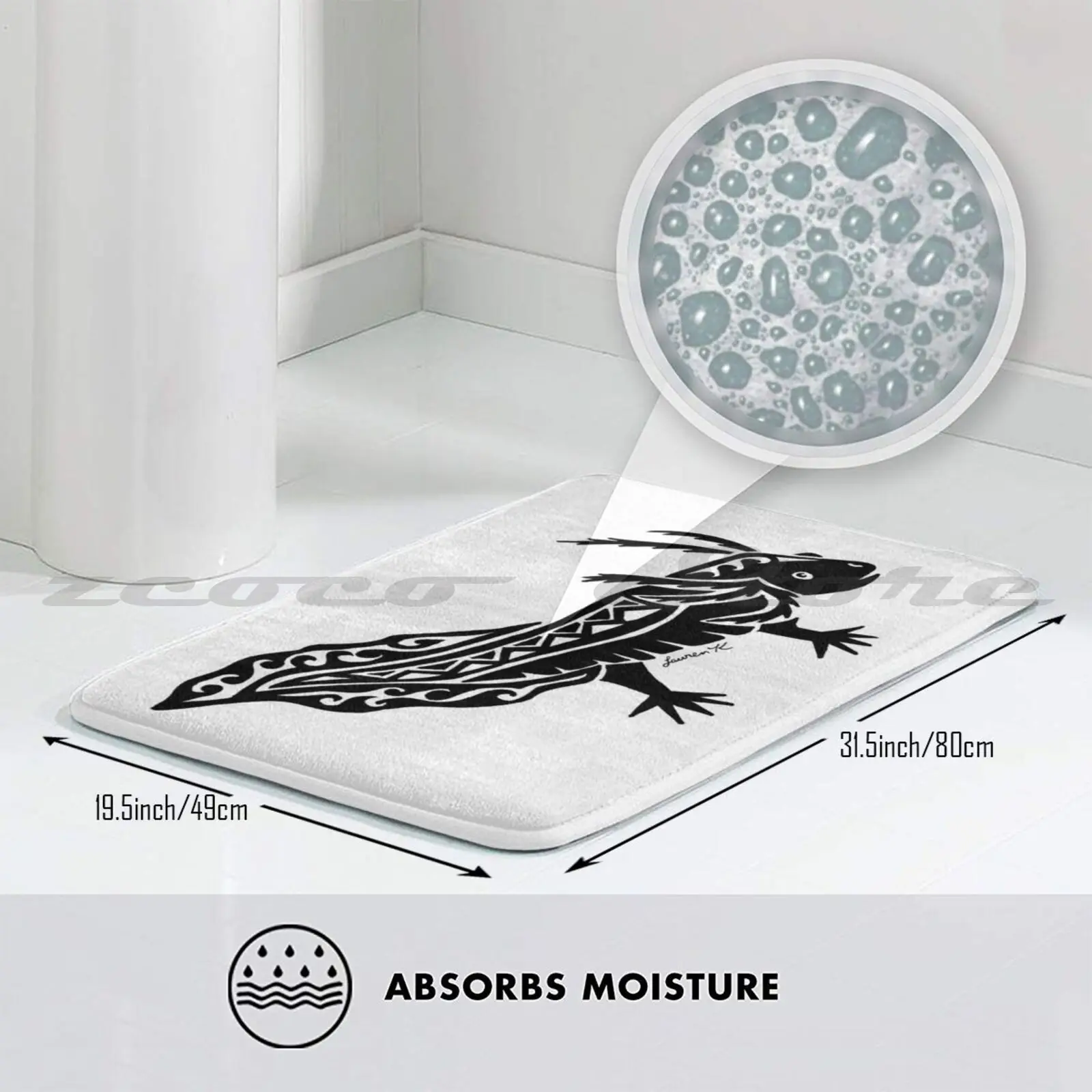 Axolotl дизайнерский коврик нескользящий для впитывания воды дверной саламандра