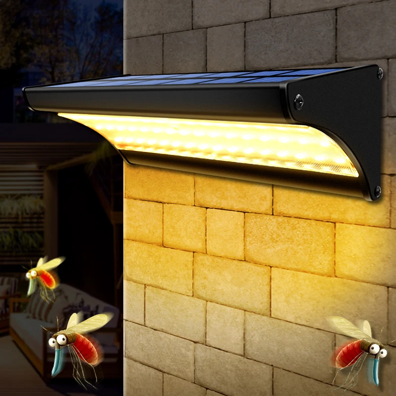 

60LED Solar Wall Light Outdoor Waterproof Warm Solar Lamp Aluminum 1 Mode Lighting Lamps for Garden House Fence Door Flood Light