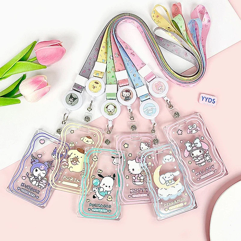 Kawaii прозрачный рукав для карт Аниме фигурки Kuromi Melody визитная карточка в наличии