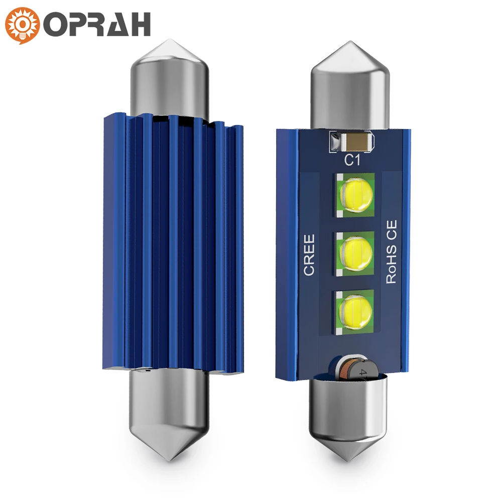 

Oprah 2pcs Signal Lamp C5W C10W LED Canbus No Error Festoon 31/36/39/41mm Car Interior Light License Plate Lamp White