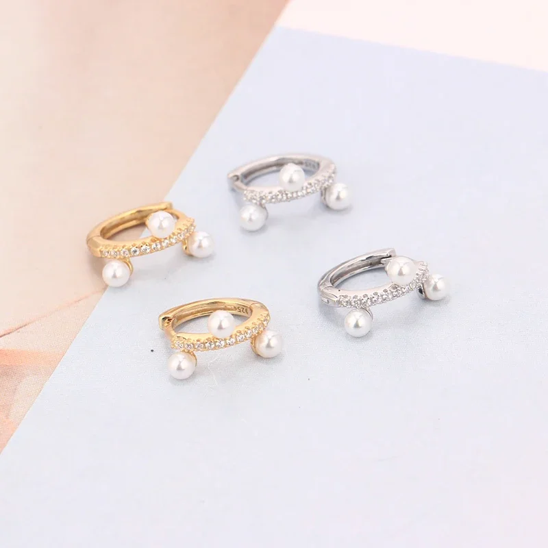 Креативная Минималистичная круглая пряжка для ушей с пресноводным жемчугом и