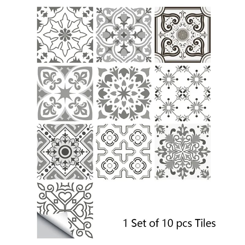 

10pcs Retro Style Home Decoration Sticker, Wall and Floor Tile, Kitchen Tile, Desktop, Renovation, Waterproof Wall Sticker