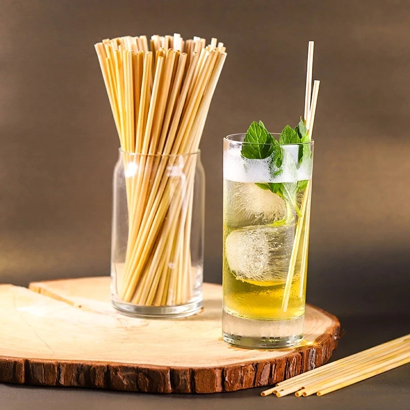 

300Pcs Natural Wheat Straw Disposable Straw 20cm for Drinkware Bar Accessory Coffee Drink Straw Environmentally Friendly